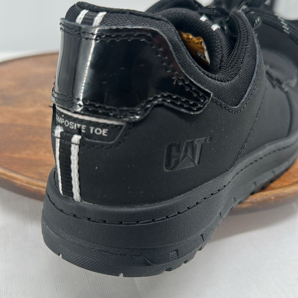 CAT Shoes Wm 9.5 Black Lace up Safety Comp Toe Sneakers Slip Oil Resistant - Picture 9 of 14